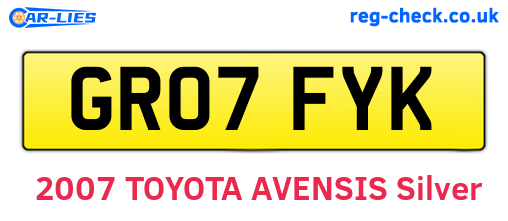 GR07FYK are the vehicle registration plates.