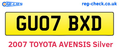 GU07BXD are the vehicle registration plates.