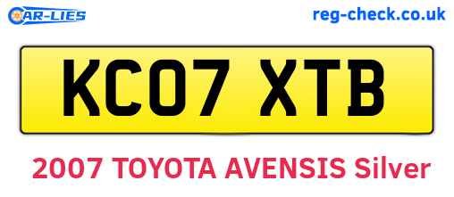 KC07XTB are the vehicle registration plates.