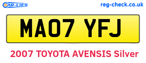 MA07YFJ are the vehicle registration plates.