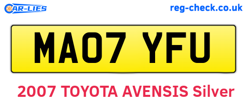MA07YFU are the vehicle registration plates.