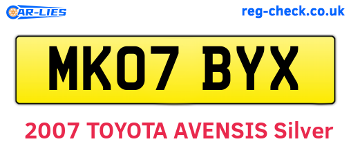 MK07BYX are the vehicle registration plates.