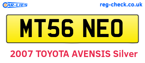MT56NEO are the vehicle registration plates.