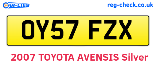 OY57FZX are the vehicle registration plates.