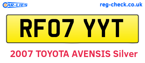 RF07YYT are the vehicle registration plates.