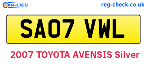 SA07VWL are the vehicle registration plates.