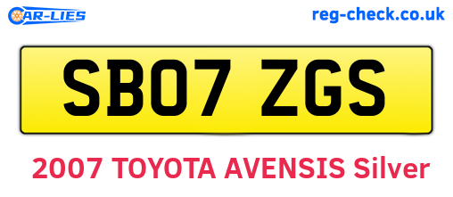 SB07ZGS are the vehicle registration plates.