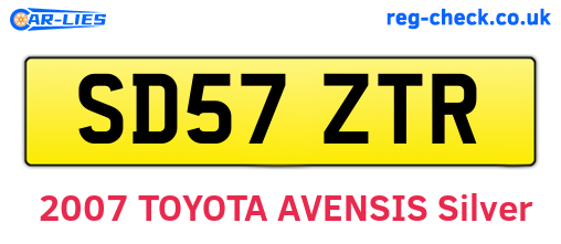 SD57ZTR are the vehicle registration plates.