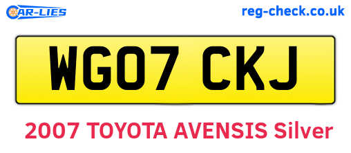 WG07CKJ are the vehicle registration plates.