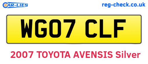WG07CLF are the vehicle registration plates.
