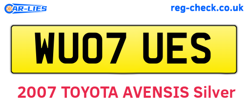 WU07UES are the vehicle registration plates.