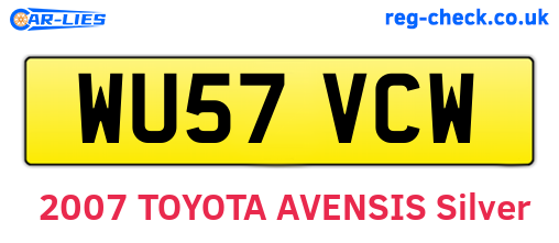 WU57VCW are the vehicle registration plates.