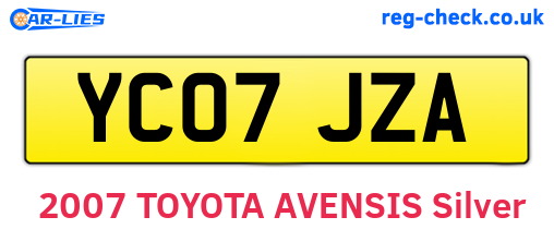 YC07JZA are the vehicle registration plates.