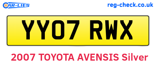 YY07RWX are the vehicle registration plates.