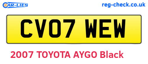 CV07WEW are the vehicle registration plates.