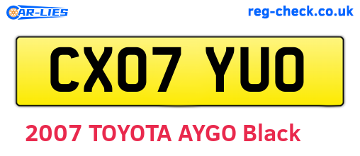 CX07YUO are the vehicle registration plates.