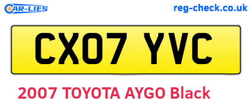 CX07YVC are the vehicle registration plates.