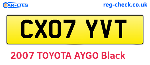 CX07YVT are the vehicle registration plates.