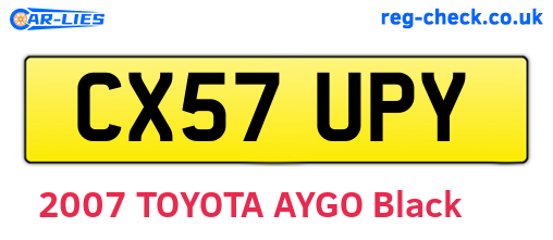 CX57UPY are the vehicle registration plates.