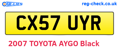 CX57UYR are the vehicle registration plates.