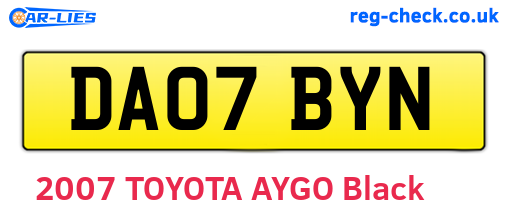 DA07BYN are the vehicle registration plates.