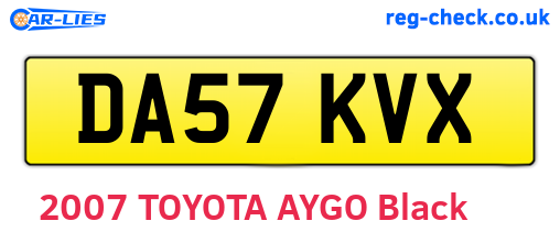 DA57KVX are the vehicle registration plates.