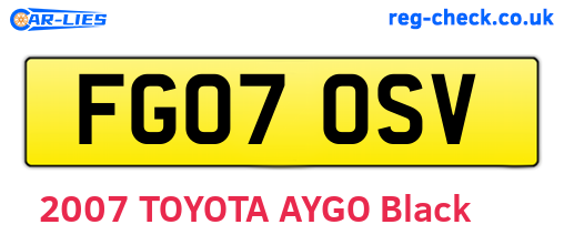 FG07OSV are the vehicle registration plates.