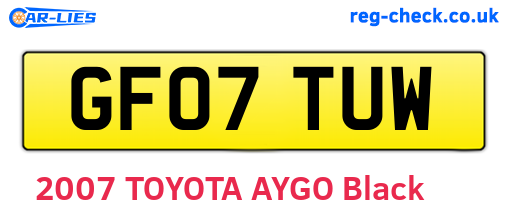 GF07TUW are the vehicle registration plates.