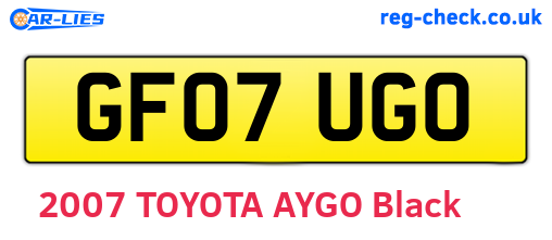 GF07UGO are the vehicle registration plates.
