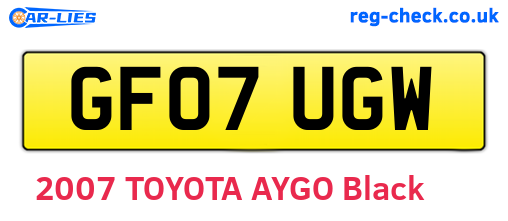 GF07UGW are the vehicle registration plates.