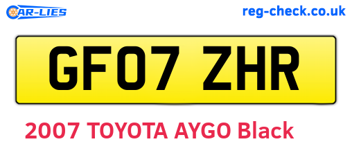 GF07ZHR are the vehicle registration plates.