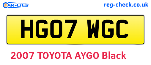 HG07WGC are the vehicle registration plates.