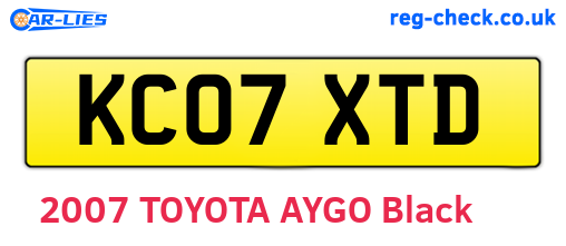 KC07XTD are the vehicle registration plates.