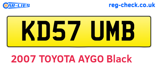 KD57UMB are the vehicle registration plates.