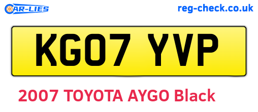KG07YVP are the vehicle registration plates.