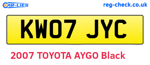 KW07JYC are the vehicle registration plates.