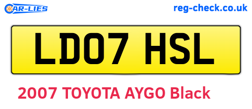 LD07HSL are the vehicle registration plates.