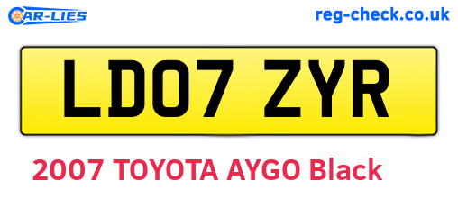 LD07ZYR are the vehicle registration plates.