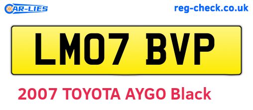 LM07BVP are the vehicle registration plates.