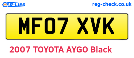 MF07XVK are the vehicle registration plates.
