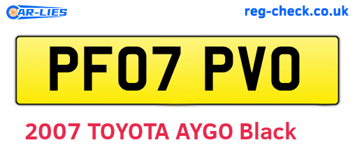 PF07PVO are the vehicle registration plates.