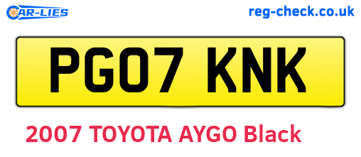 PG07KNK are the vehicle registration plates.