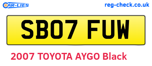 SB07FUW are the vehicle registration plates.