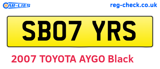 SB07YRS are the vehicle registration plates.