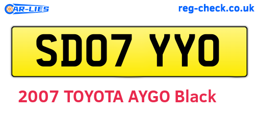 SD07YYO are the vehicle registration plates.