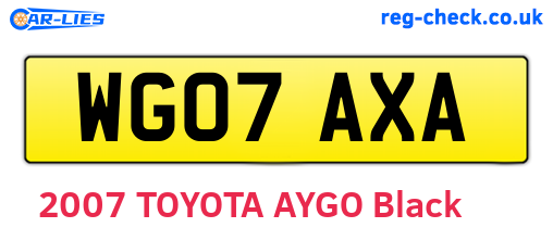 WG07AXA are the vehicle registration plates.