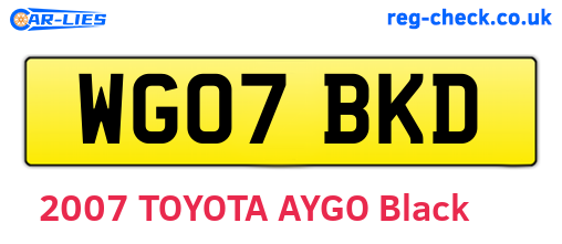 WG07BKD are the vehicle registration plates.