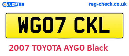 WG07CKL are the vehicle registration plates.