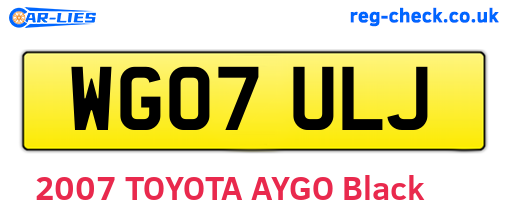 WG07ULJ are the vehicle registration plates.