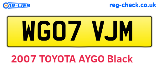 WG07VJM are the vehicle registration plates.